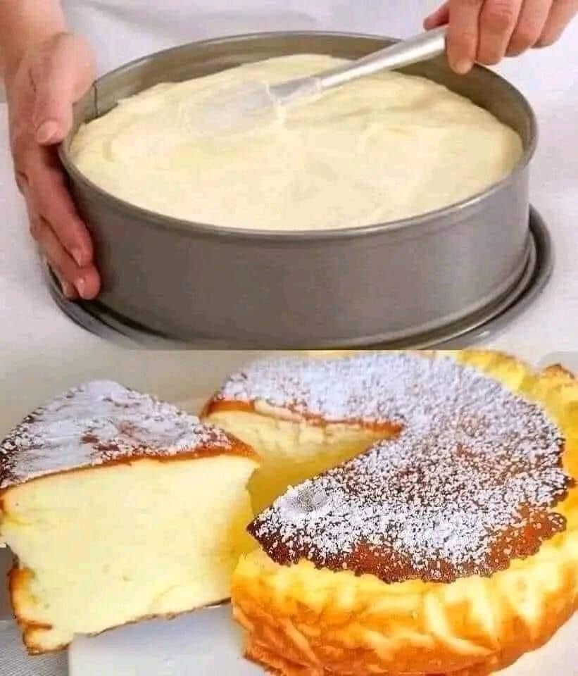 a cake without a base in the oven in 5 minutes.