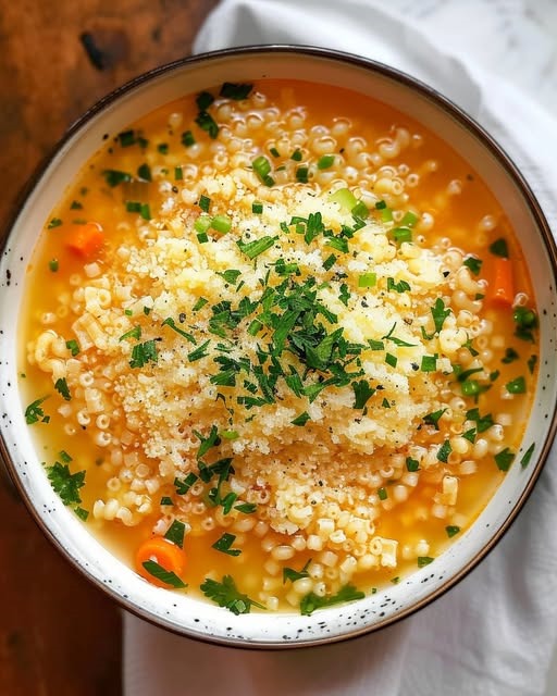 Pastina Soup with Vegetables and Parmesan