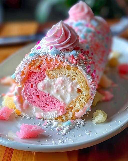 Light and Fluffy Cotton Candy Swiss Roll