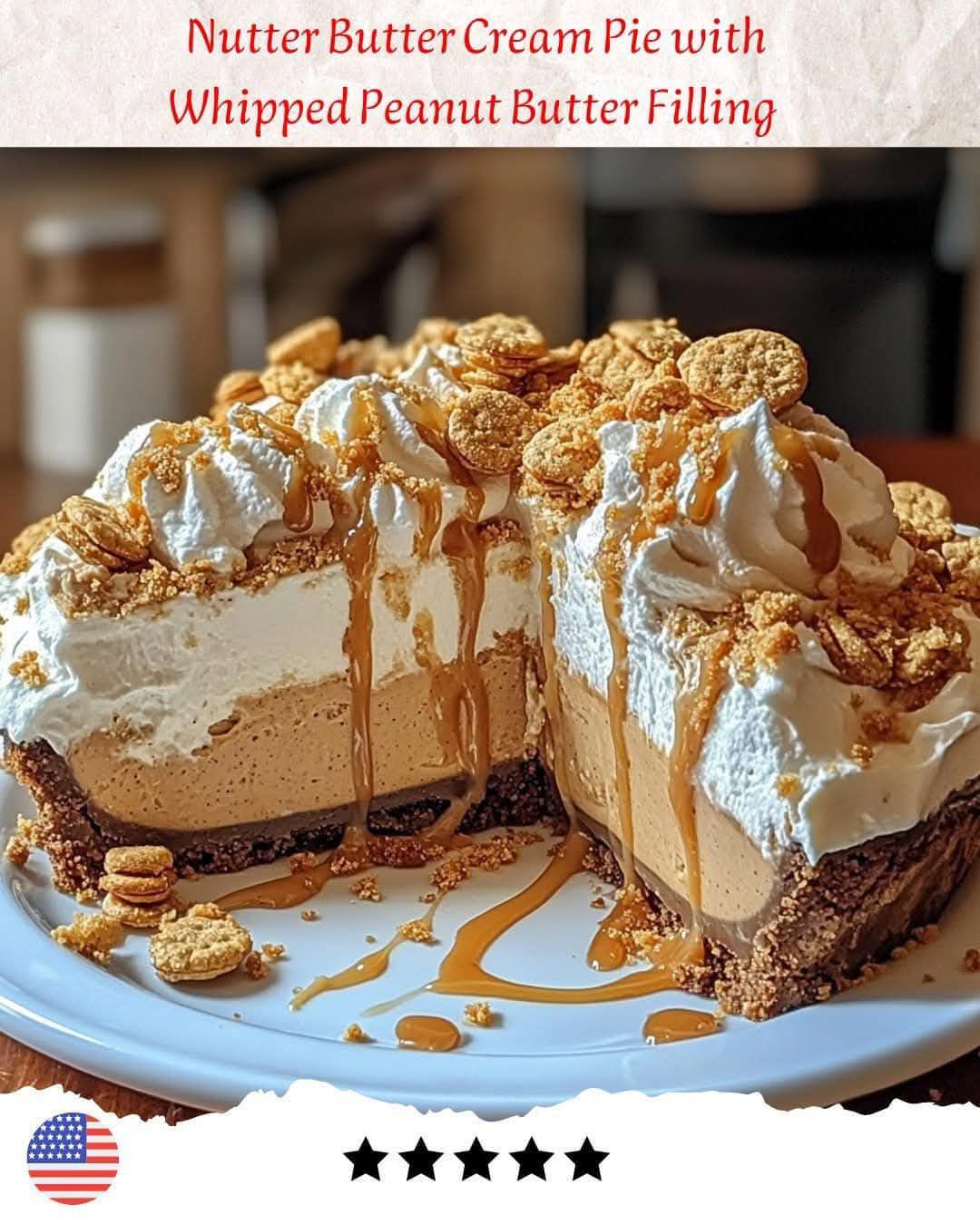 Nutter Butter Cream Pie with Whipped Peanut Butter Filling