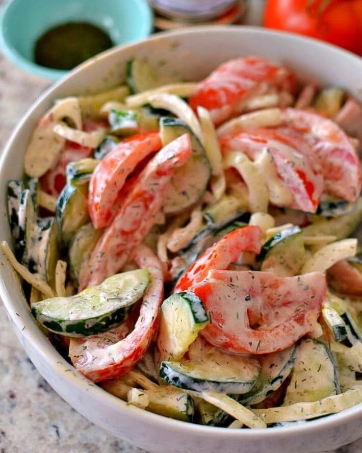 Creamy Cucumber Tomato Salad