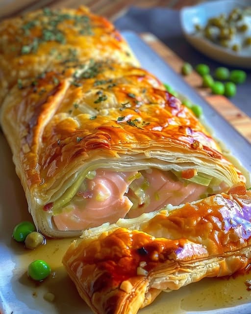 Creamy Salmon & Leek Puff Pastry with a Touch of Lemon