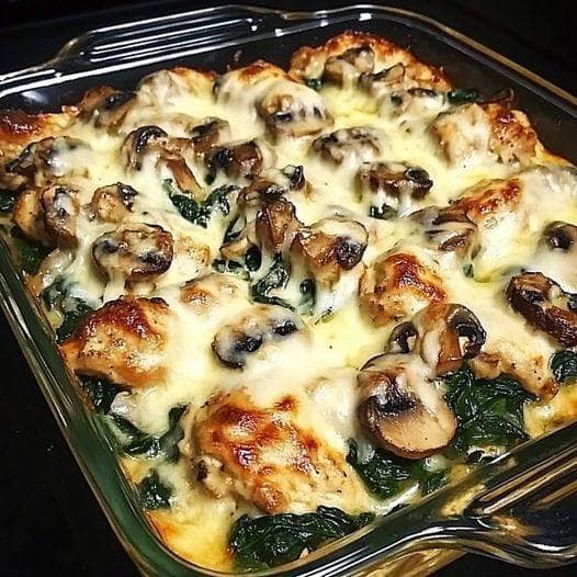 Smothered Chicken with Mushrooms & Spinach