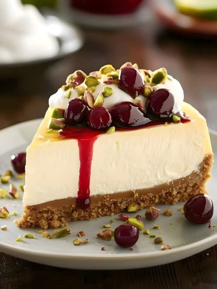 Zesty Citrus Cherry Pistachio Dream Cheesecake