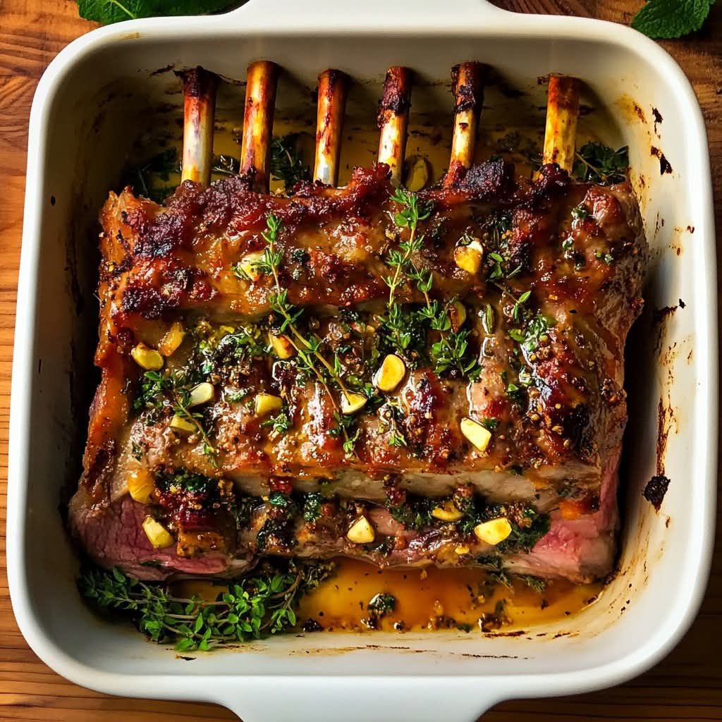 Garlic Herb Roasted Rack of Lambv