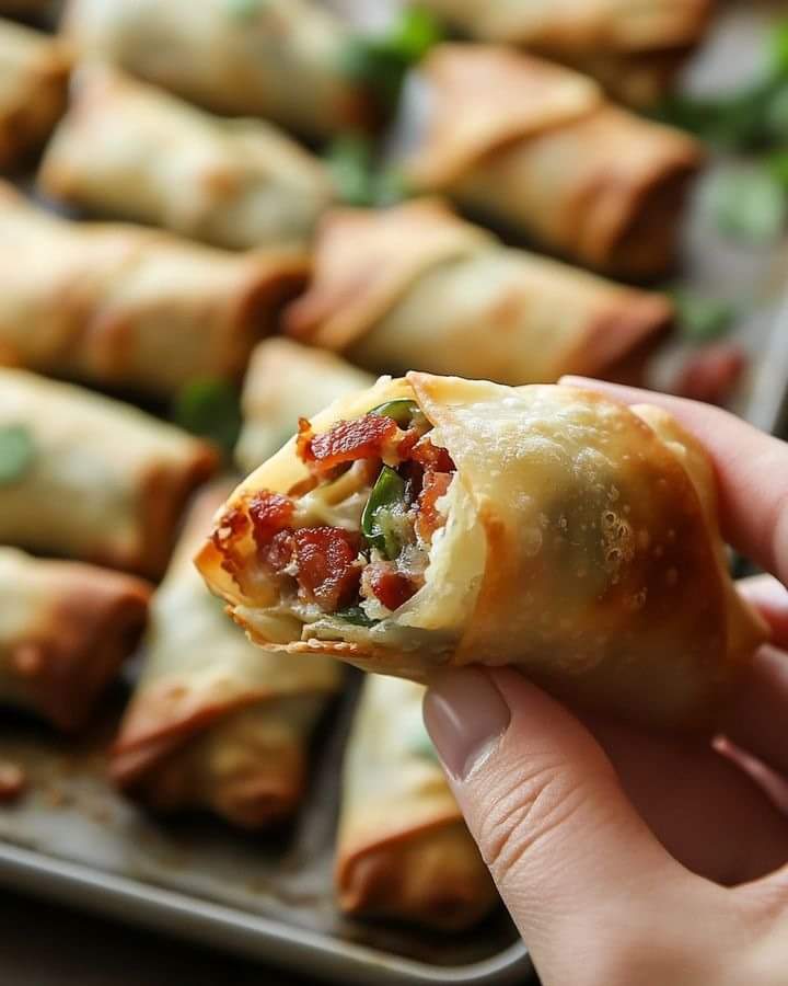 Baked Bacon Jalapeno Popper Eggrolls