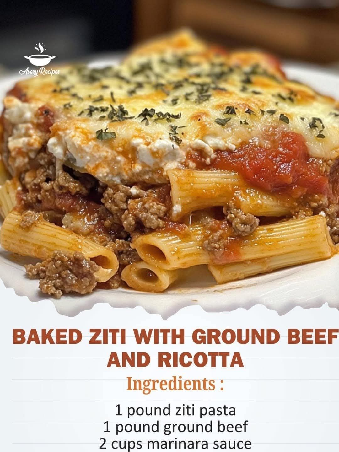 Baked Ziti with Ground Beef and Ricotta