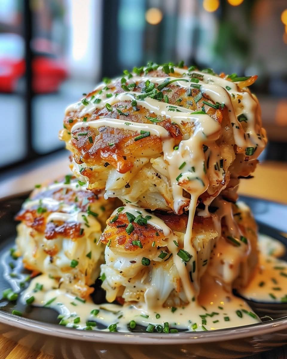 Cheddar Bay Crab Cakes with Lemon Butter Drizzle