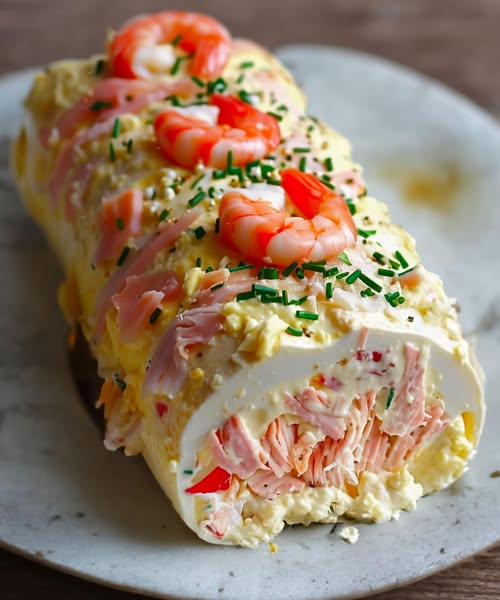 Savory Log with Seafood Flavors: Crab, Smoked Salmon & Prawns