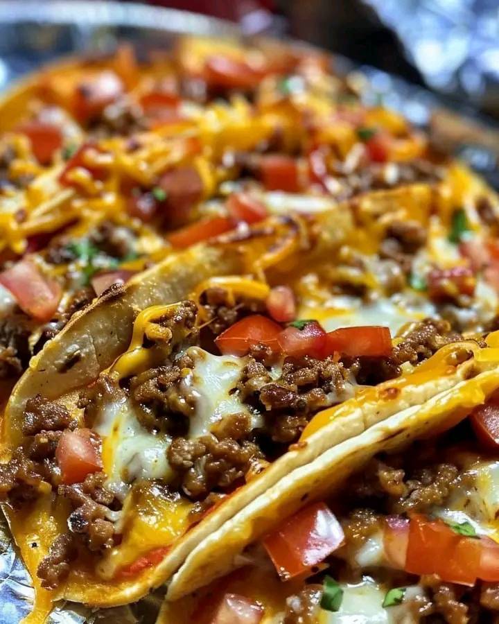 Craving a fun twist on pizza night? These Meat Lovers Pizza Tacos are a deliciously cheesy and hearty feast everyone will love!