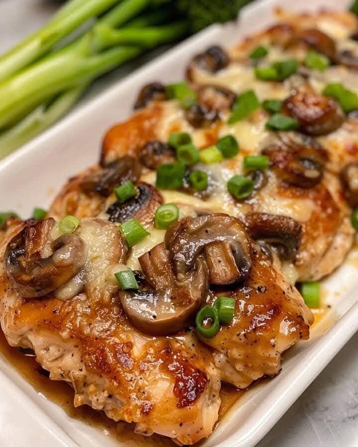 Cheesy Chicken Marsala Bake