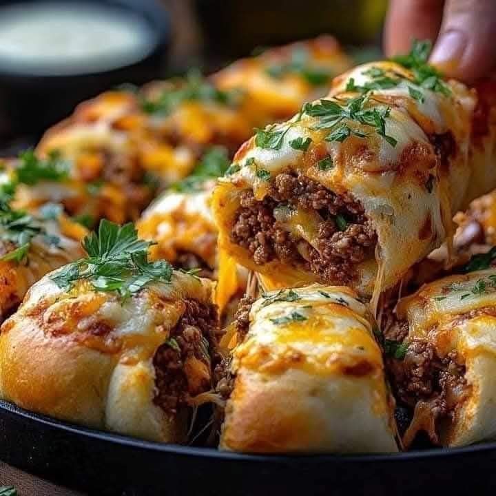 Cheesy Beef Stuffed Rolls Recipe