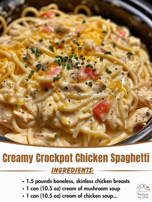  Creamy Crockpot Chicken Spaghetti 