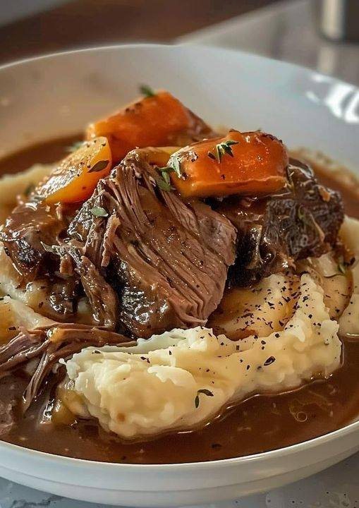 Pot Roast over Mashed Potatoes