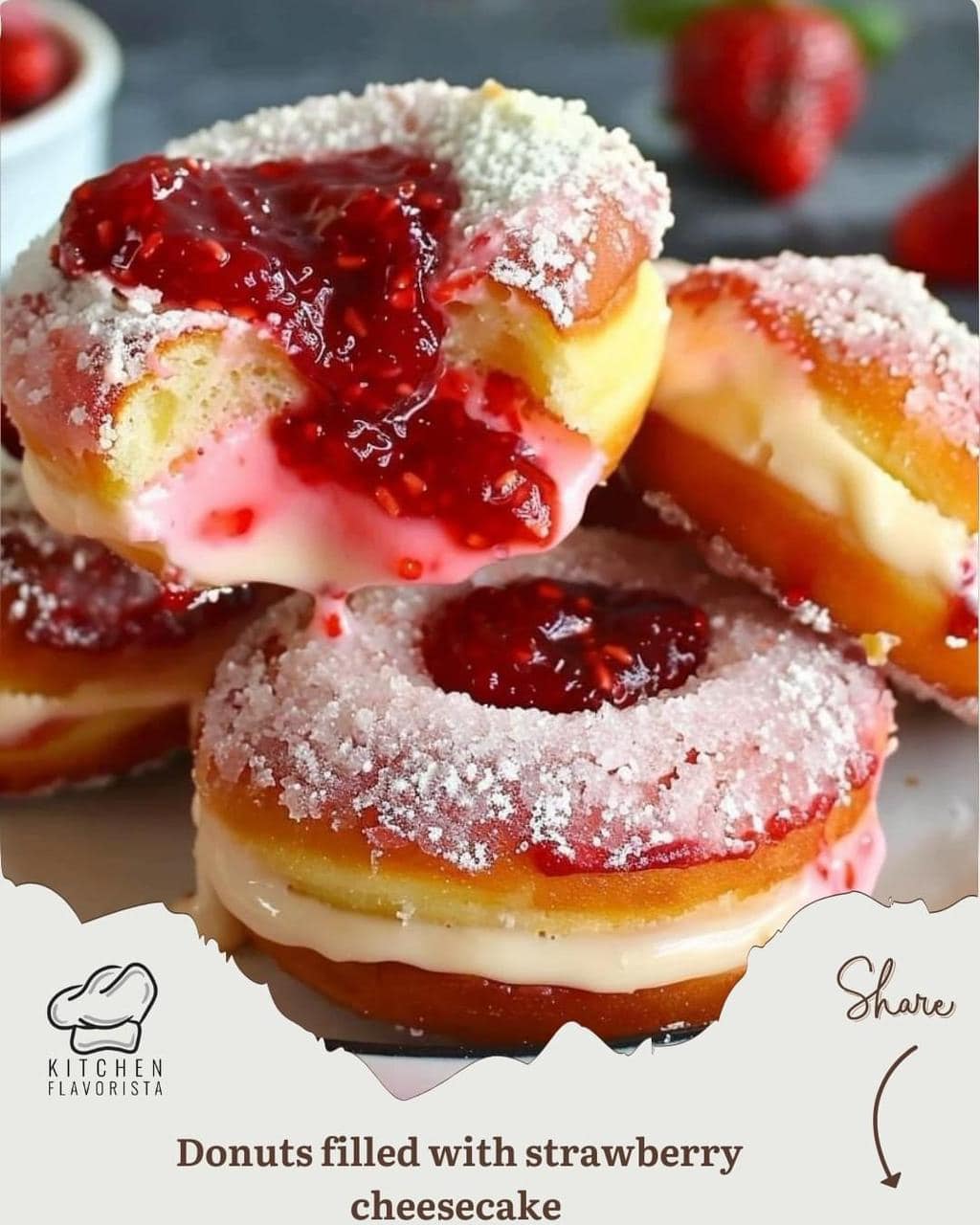 Strawberry Cheesecake Stuffed Donuts 