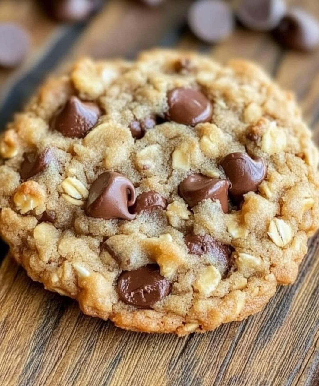 Soft oatmeal cookies with chocolate chips.