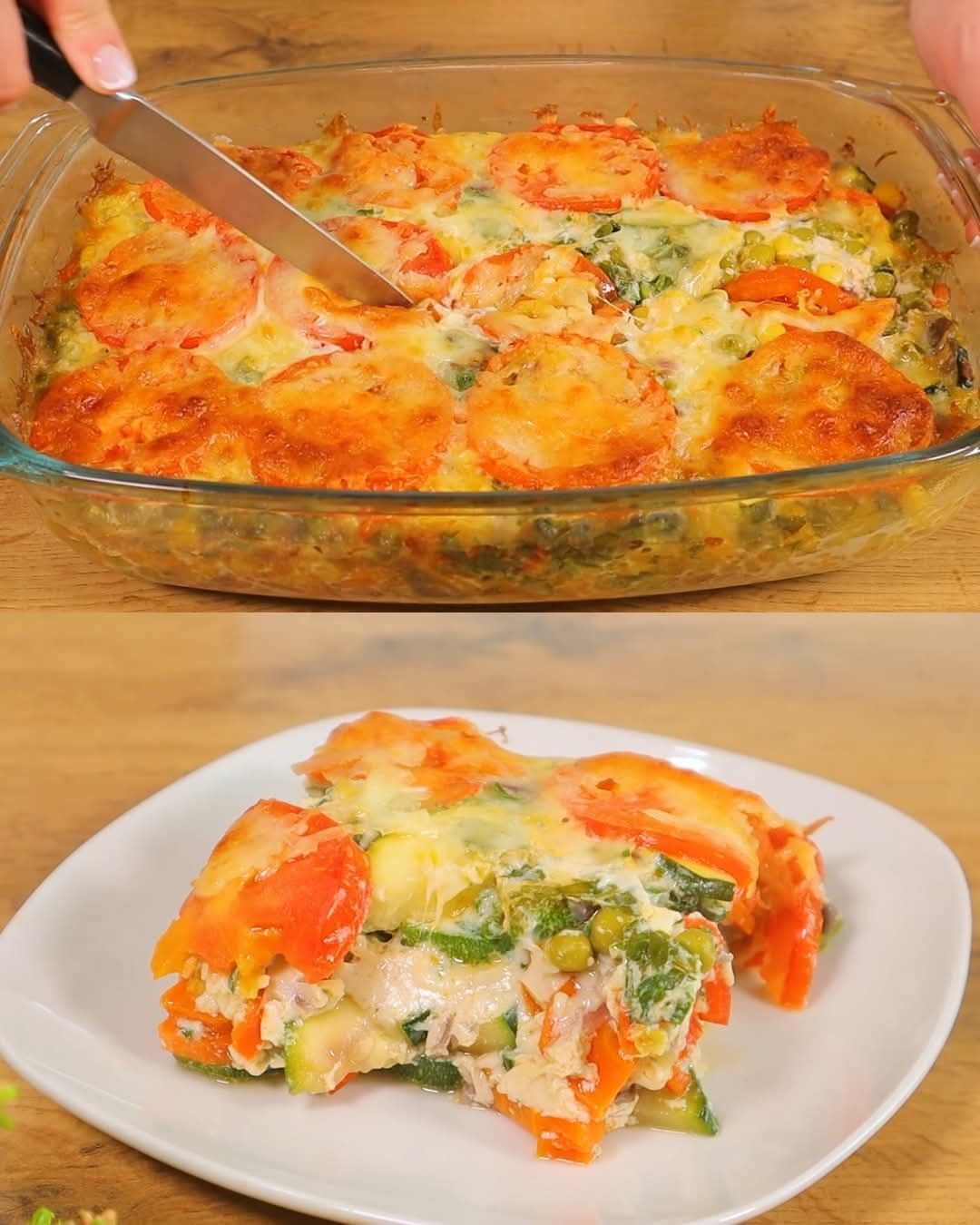 Zucchini Vegetable Casserole with Mozzarella and Creamy Sauce