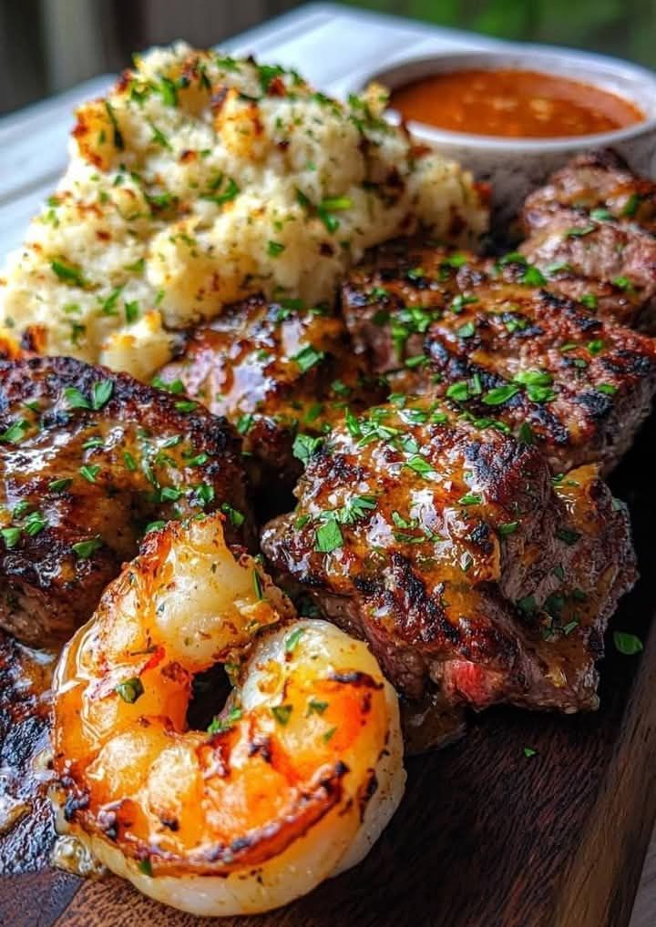 Garlic Butter Steak Bites & Shrimp Feast