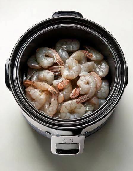 Put raw shrimp in a slow cooker with these 4 ingredients.