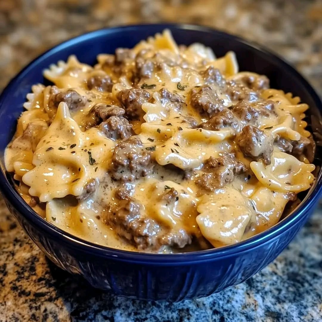 Creamy Beef and Bowtie Pasta