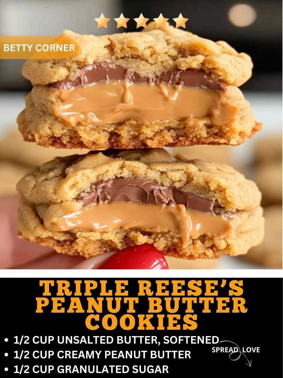 Triple Reese’s Peanut Butter Cookies 