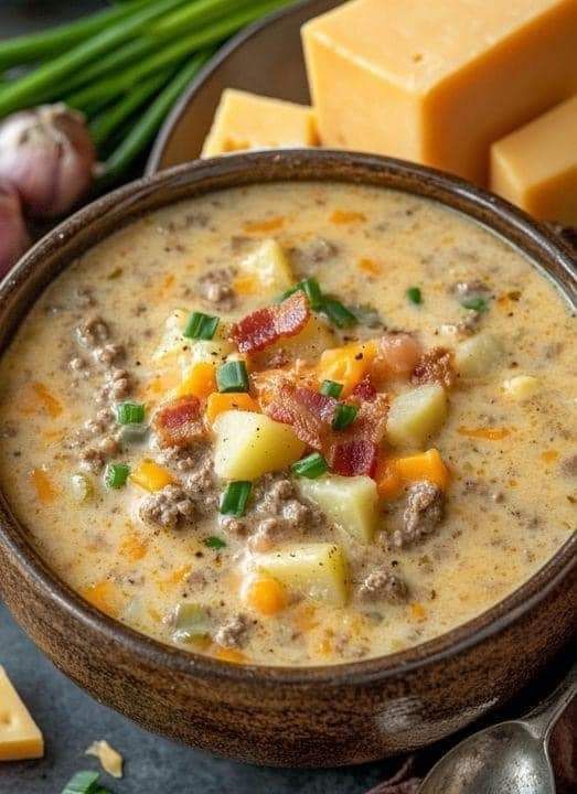 Slow Cooker Cheesy Burger Flavored Soup: A Cozy Comfort Dish