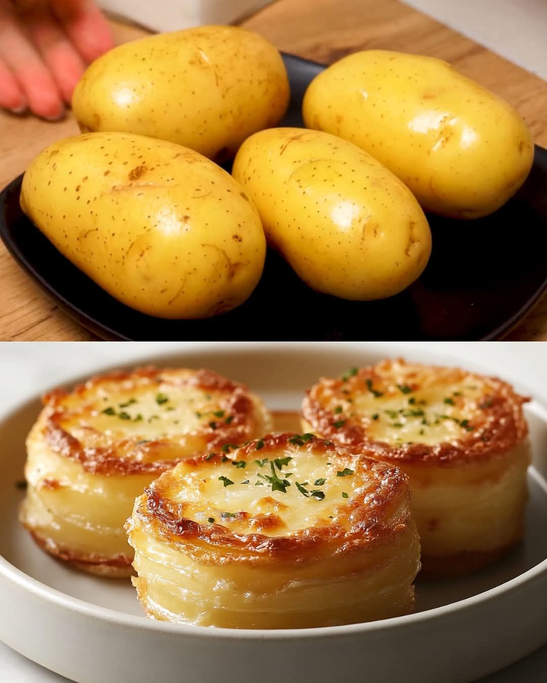 Mini-Kartoffel-Dauphinoise (Gratin-Stapel)