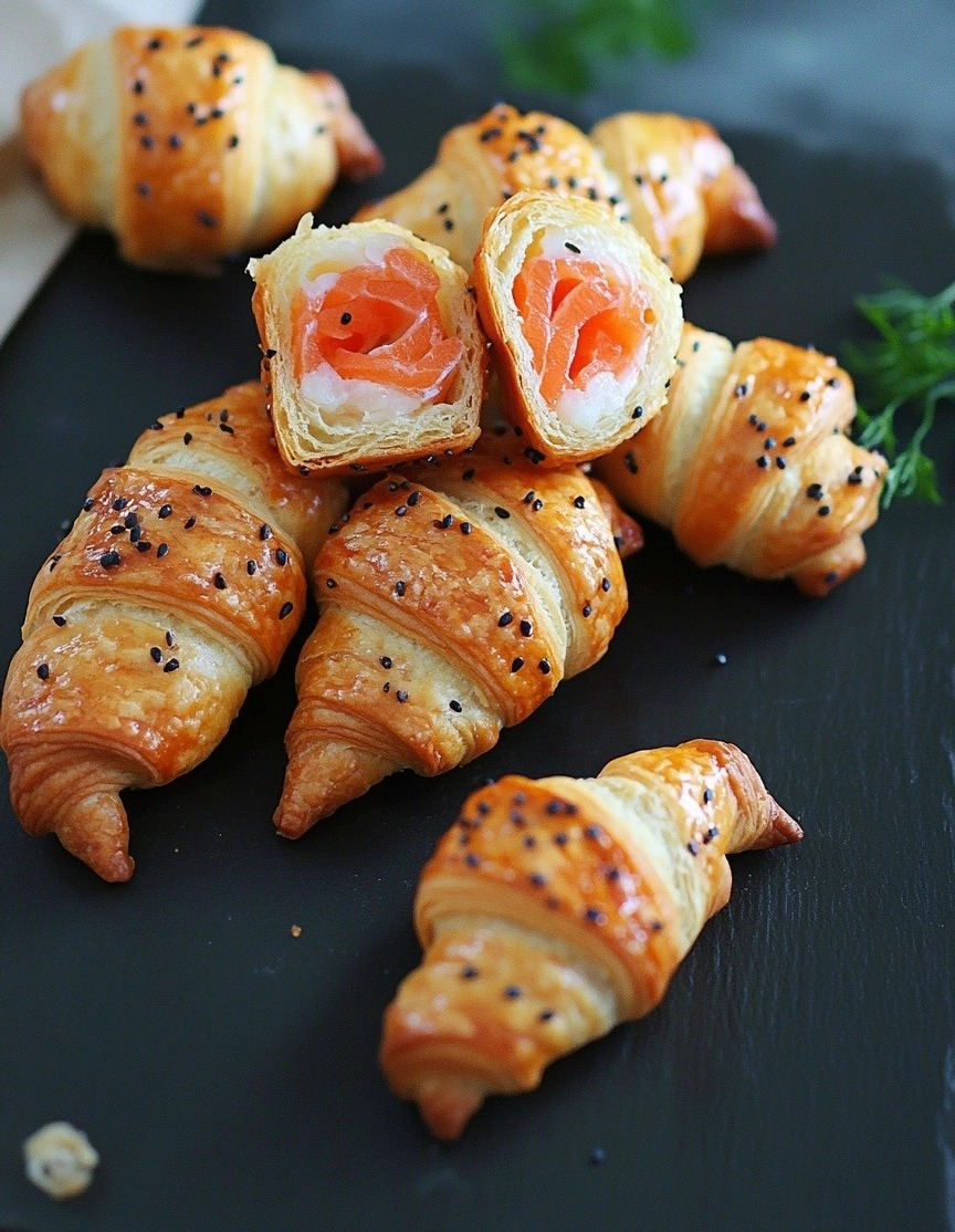 Mini Croissants with Smoked Salmon