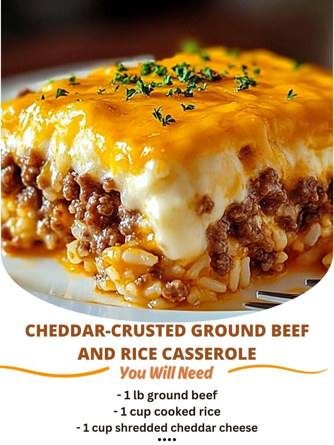 Cheddar-Crusted Ground Beef and Rice Casserole