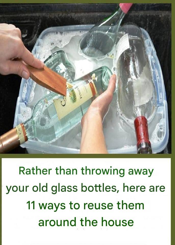 Rather than throwing away your old glass bottles, here are 11 ways to reuse them around the house