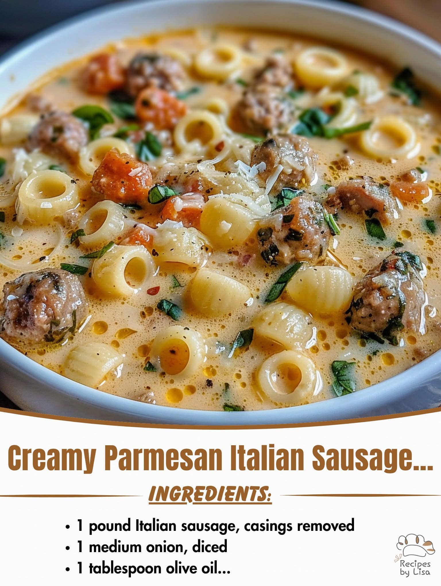  Creamy Parmesan Italian Sausage Ditalini Soup