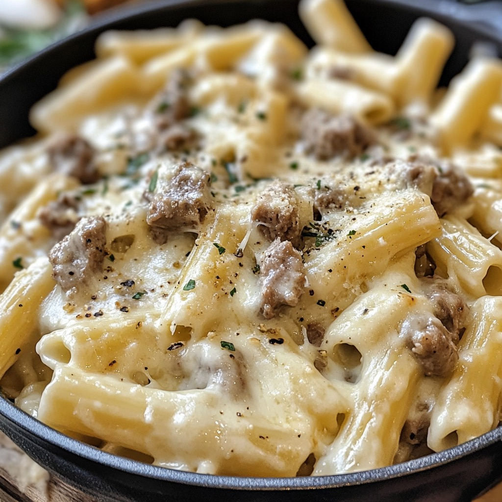 Creamy Beef Rigatoni with Parmesan Recipe