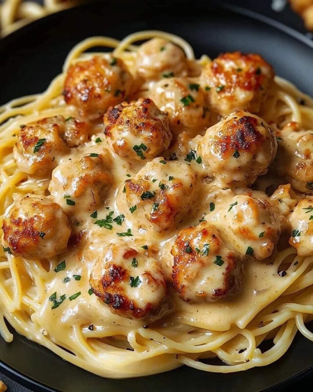 Garlic Butter Chicken Bites with Creamy Parmesan Pasta