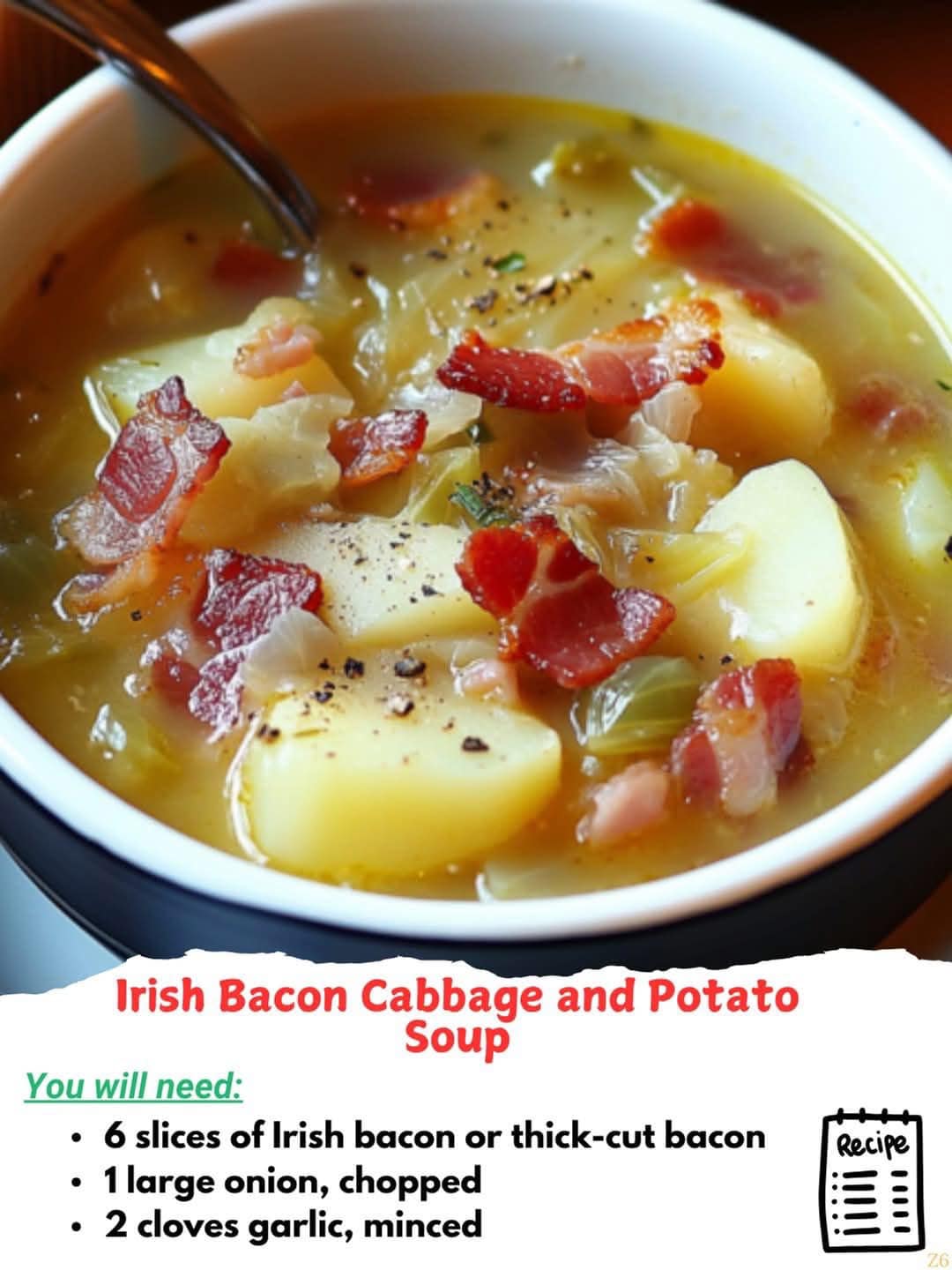 Irish Bacon Cabbage and Potato Soup