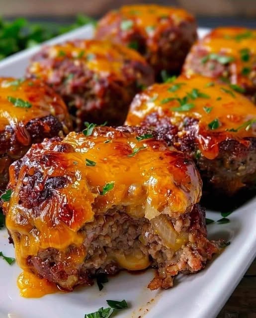 Cheesy Stuffed Meatloaf Bites