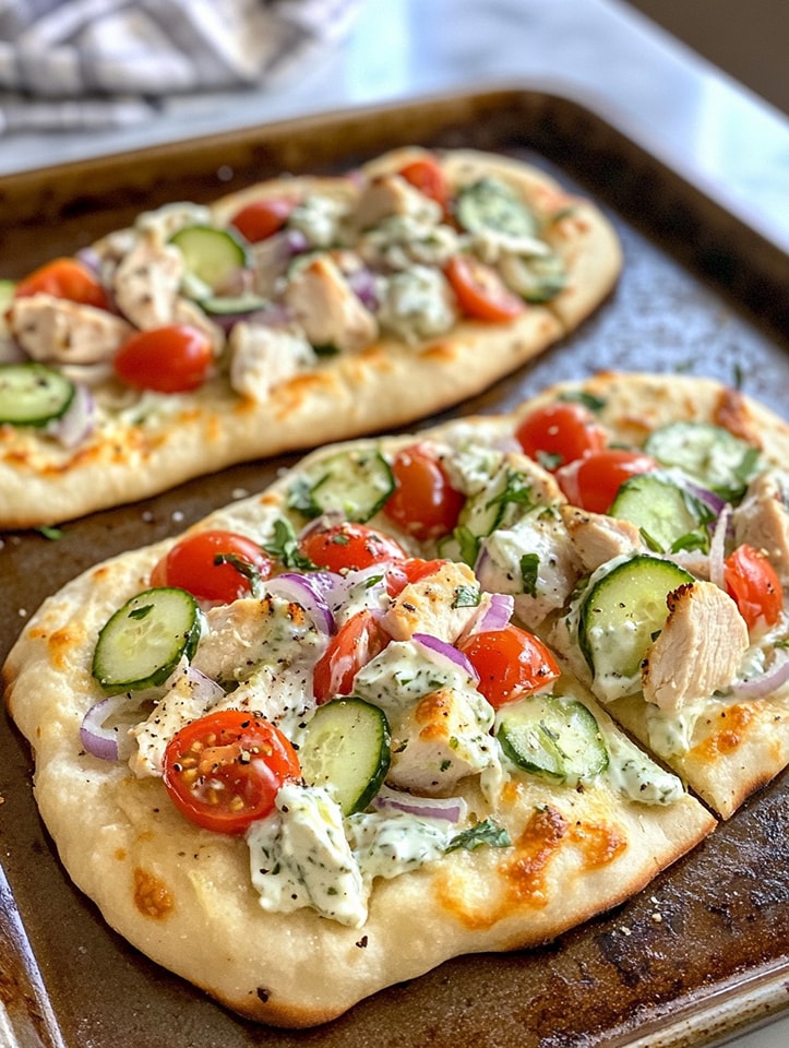 Tzatziki Chicken & Veggie Naan Pizza