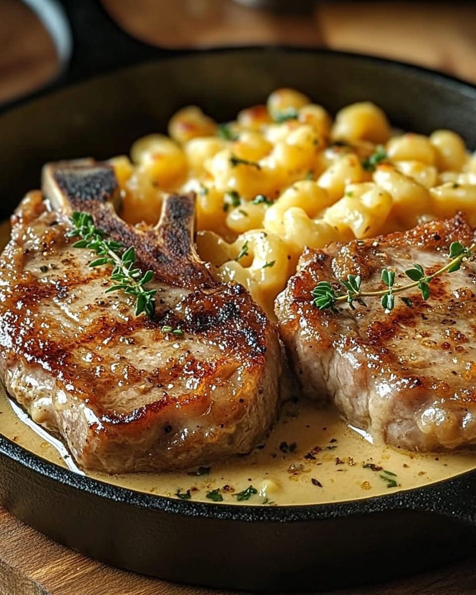  Garlic Butter Pork Chops with Cheesy Potato Bake 