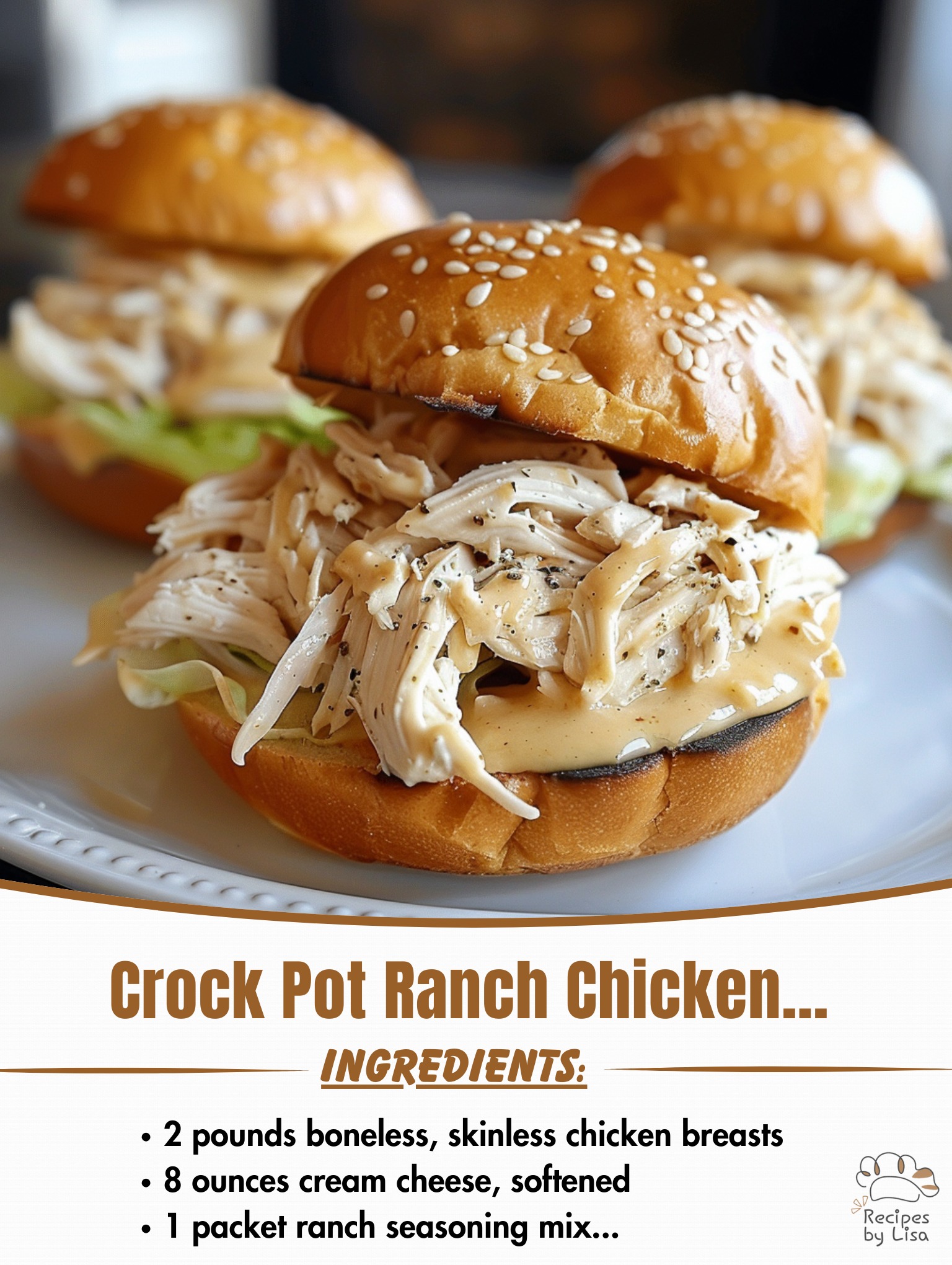 Crock Pot Ranch Chicken Sandwiches 