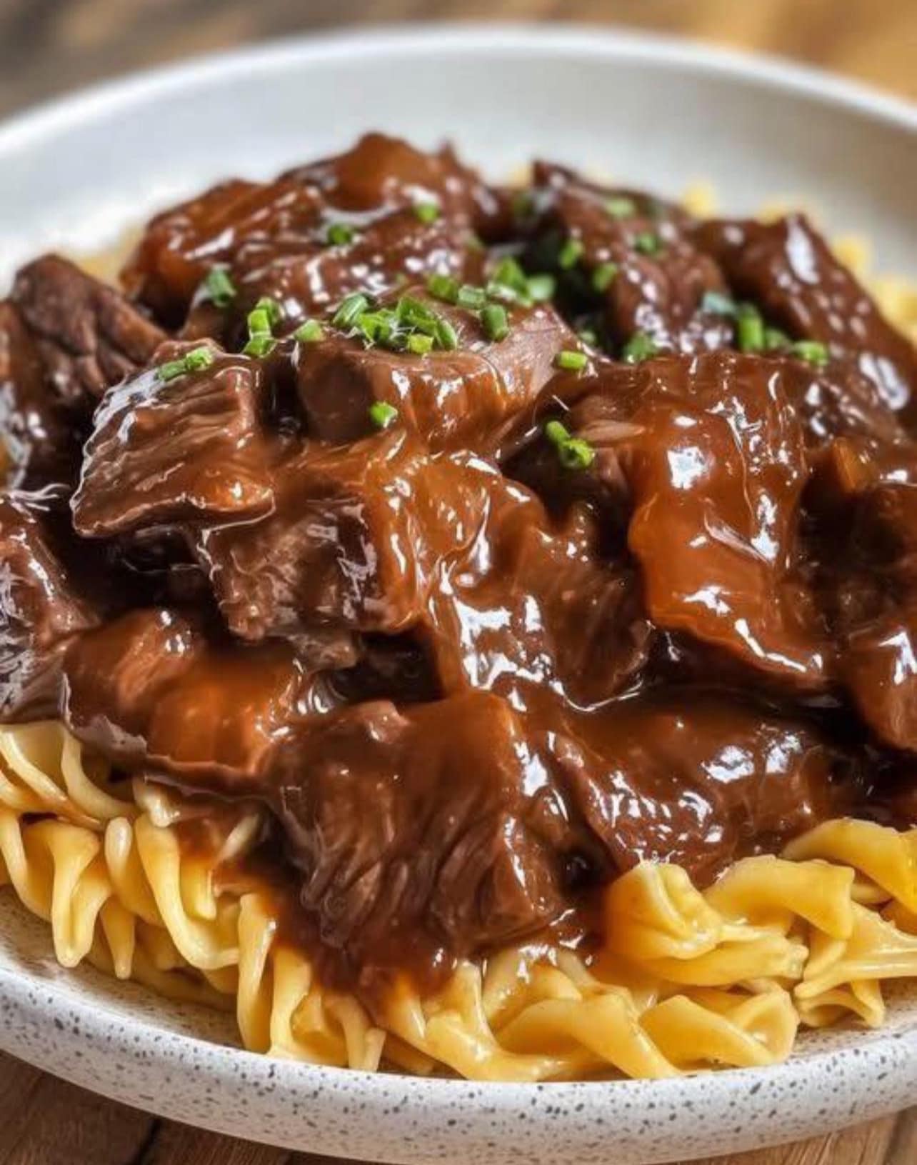 TREMENDOUS CROCKPOT BEEF TIPS & NOODLES 