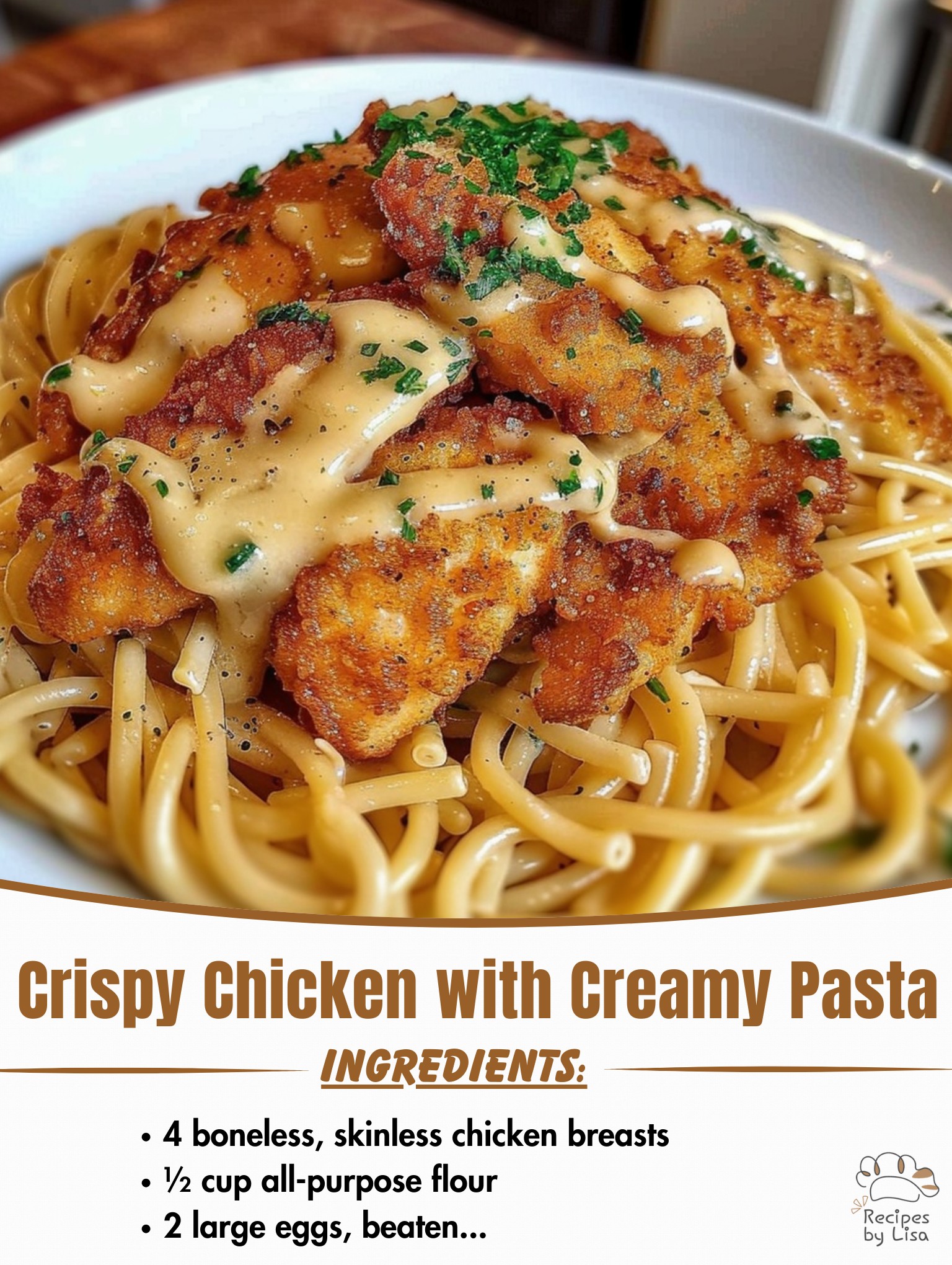 Crispy Chicken with Creamy Pasta 