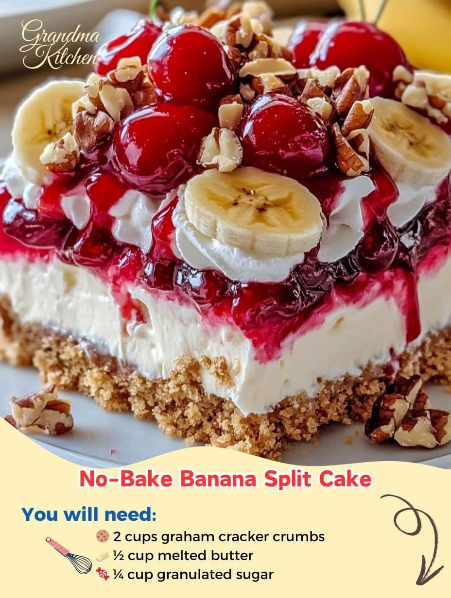 No-Bake Banana Split Cake 