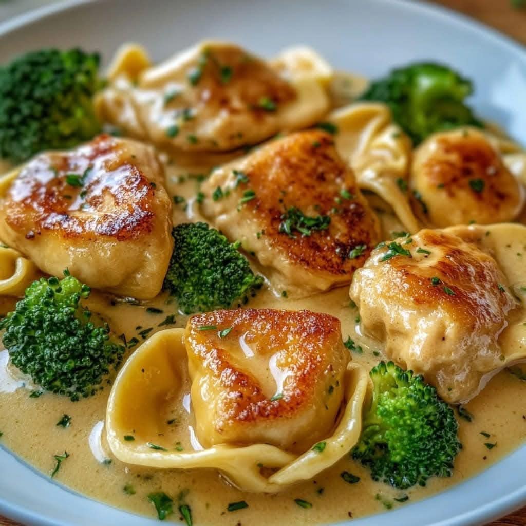 Creamy Tortellini with Grilled Chicken and Broccoli 