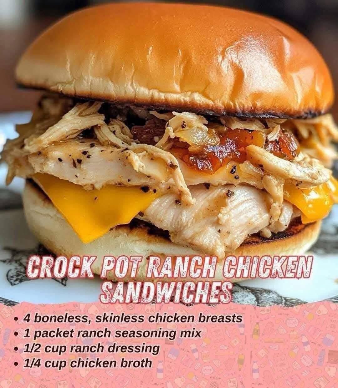  Crock Pot Ranch Chicken Sandwiches 