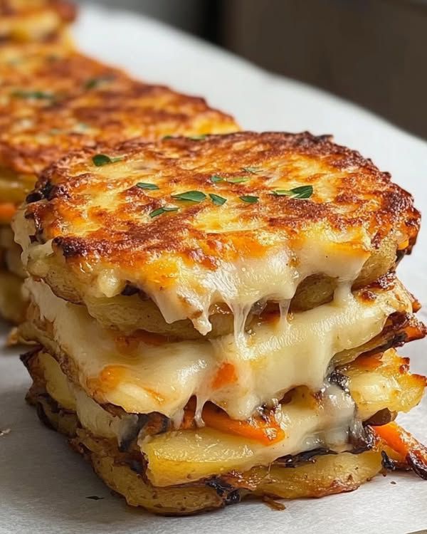 Cheesy Potato Stacks Recipe 2 cloves garlic, minced