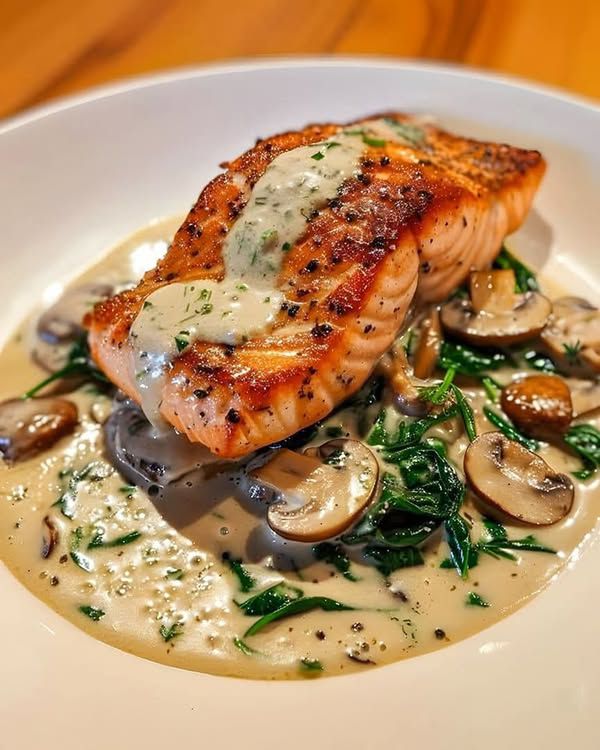 Pan-Seared Salmon with a Creamy Florentine Sauce 