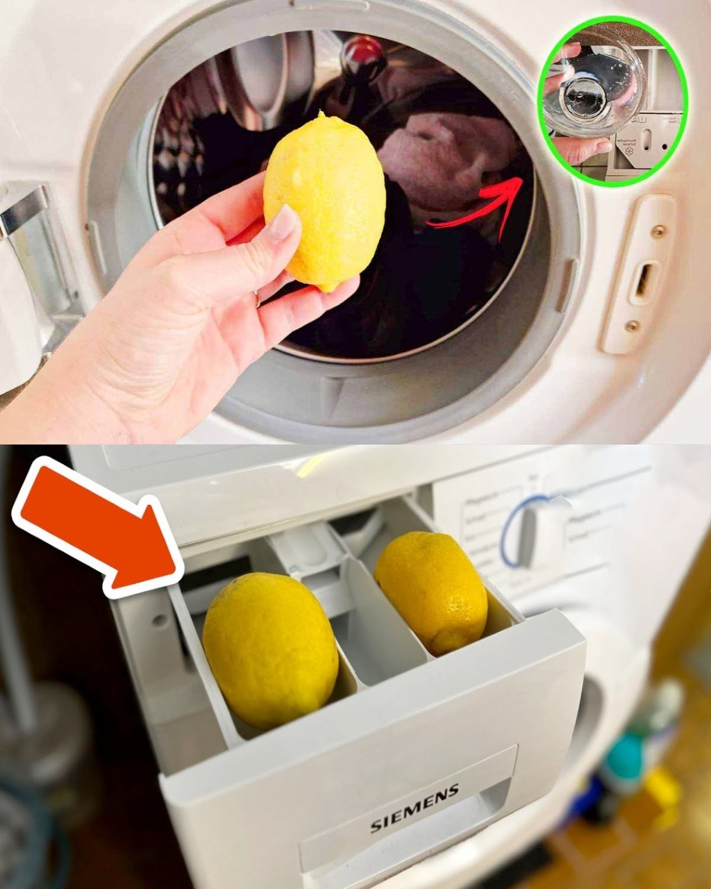 Put 2 lemons in the washing machine tub: you’ve never had so much laundry.