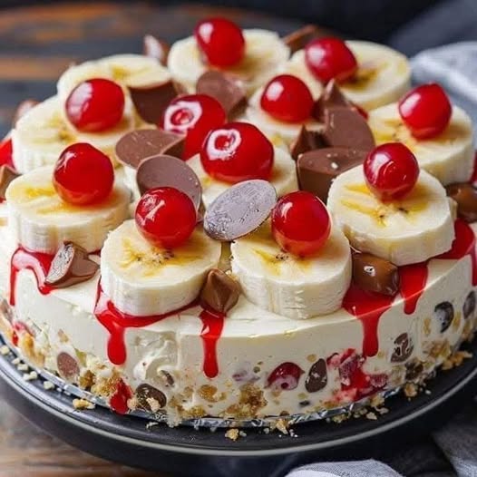 Delicious No-Bake Banana Split Cheesecake 🍌🍰