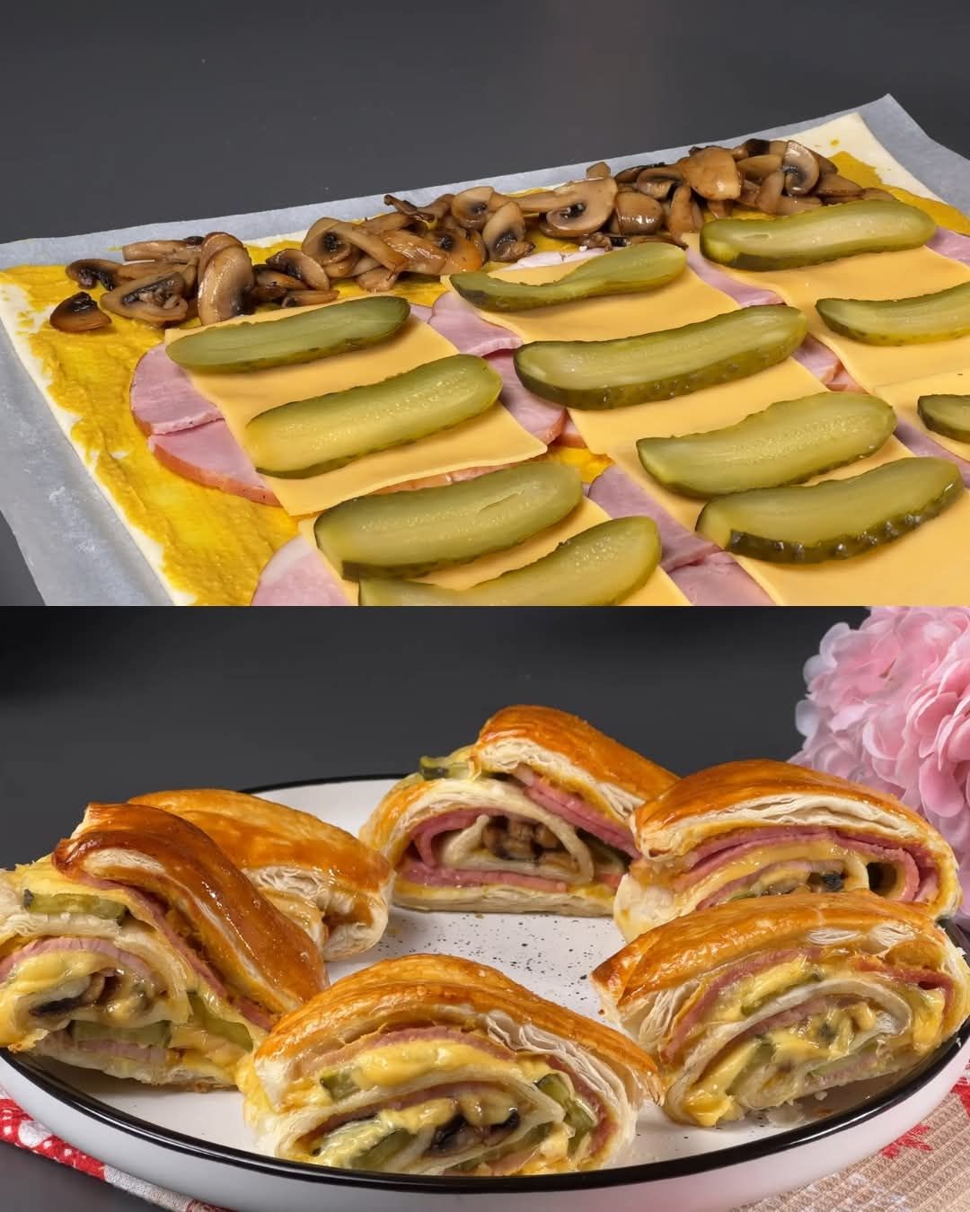 Cheesy Ham & Mushroom Puff Pastry BakeCheesy Ham & Mushroom Puff Pastry Bake