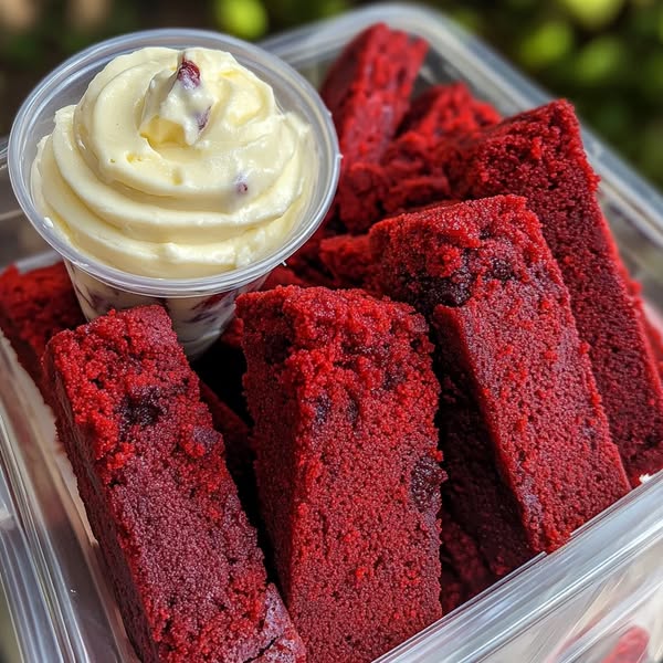 Homemade Red Velvet Brownie Dippers with Cheesecake Dip