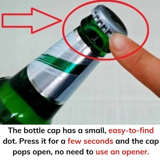 The bottle cap has a small, easy-to-find dot.